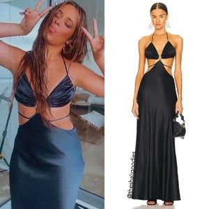 CULT GAIA Colette Gown Black Satin Maxi Dress